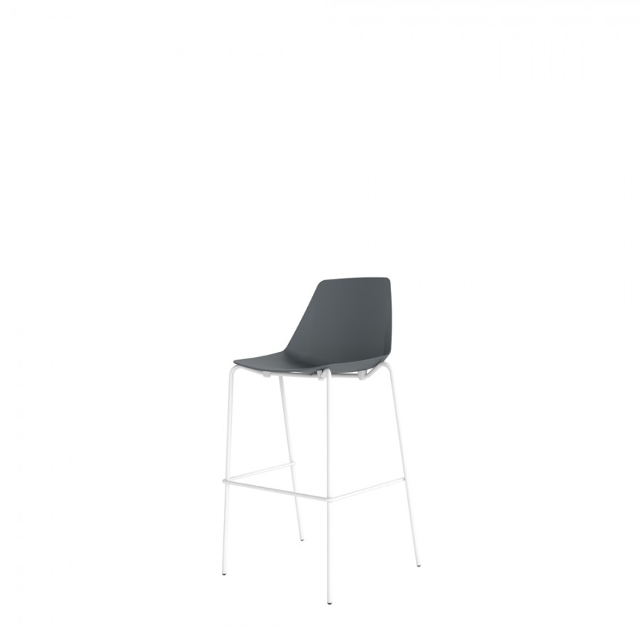 Polypropylene Shell High Stool 4-Leg White Steel Frame